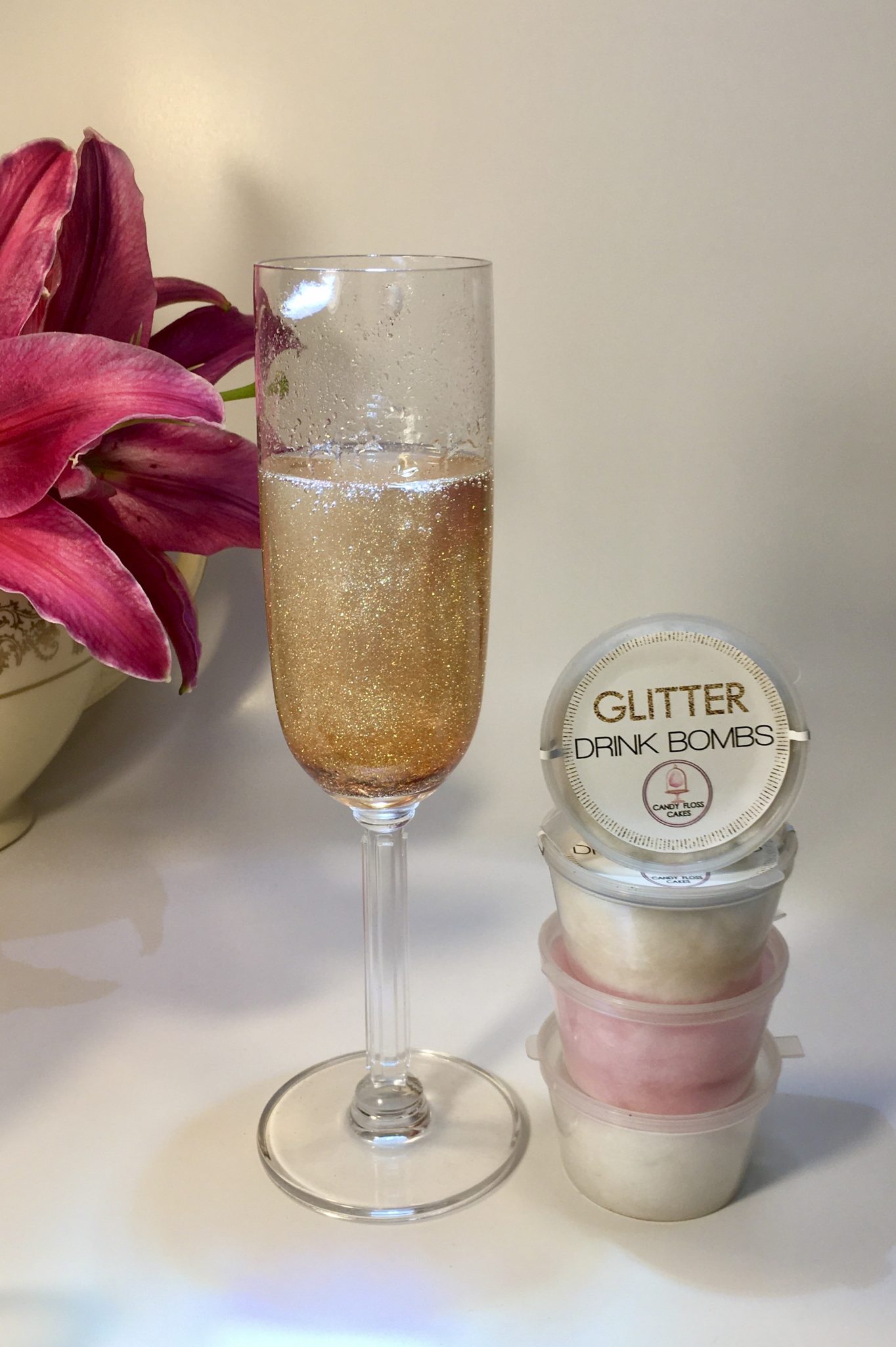 Glitter Drink Bombs Individually Packaged Candy Floss Cakes